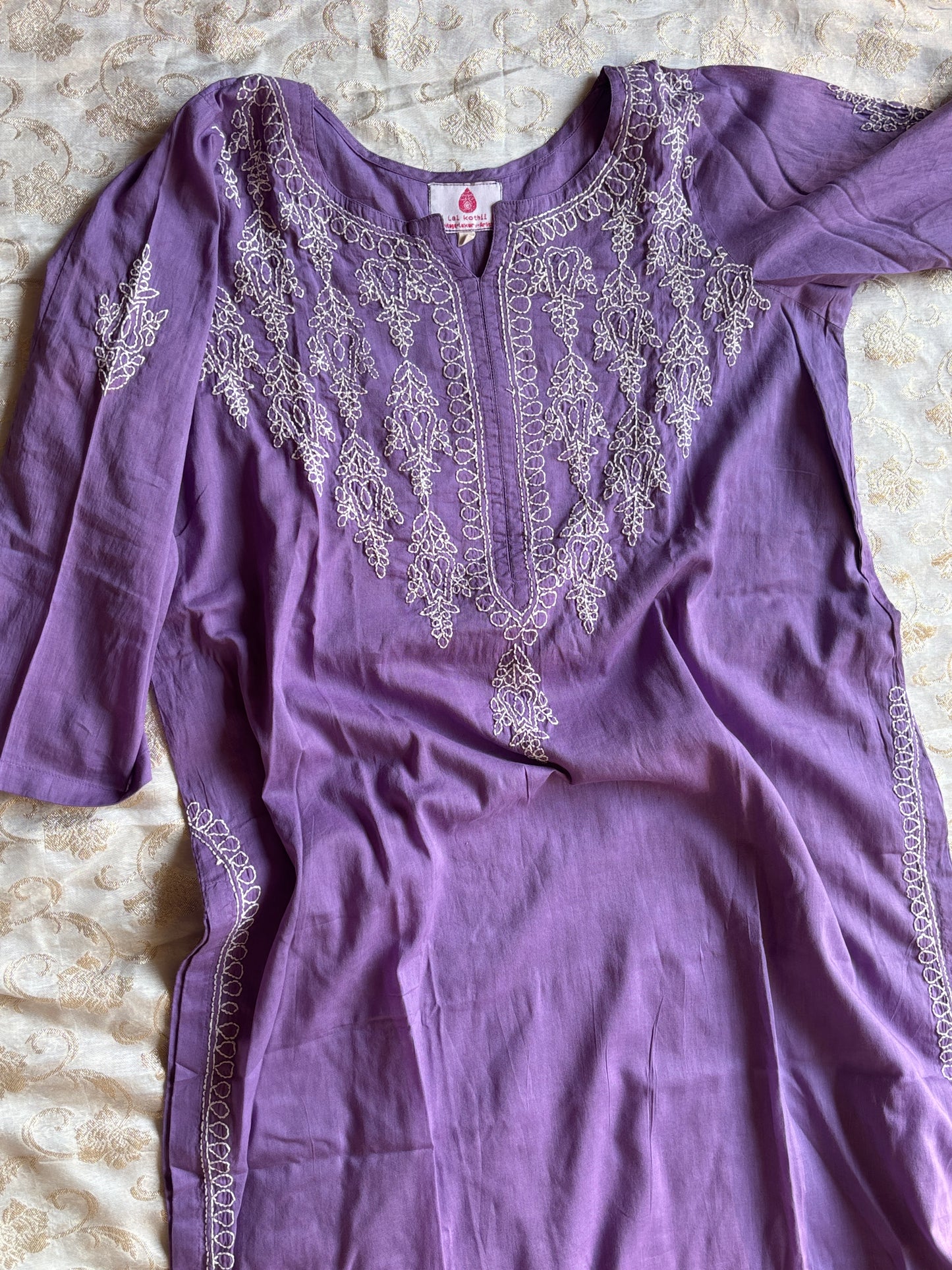 Baigani Bakhiya Chikankari Kurta