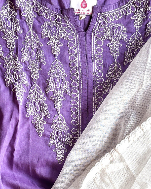 Baigani Bakhiya Chikankari Kurta